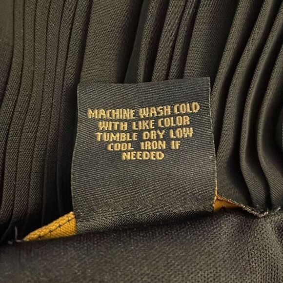 IMAN Black Pleated Color Block Maxi Dress Size Medium Lined - Picture 11 of 12